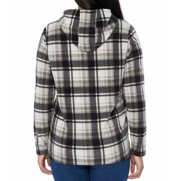 ~ O'Neill XL Fleece Jacket Black Gray Plaid Hoodie Pockets Half Zip Unisex - Picture 3 of 12